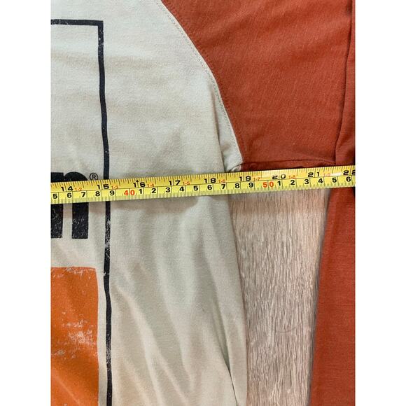 Harley-Davidson Raglan Long Sleeve Graphic Tee Size L Orange Beige Museum - Picture 7 of 9